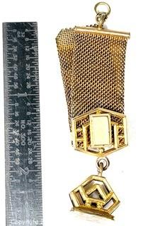 Victorian Gold Filled Pocket Watch Chain And Fob