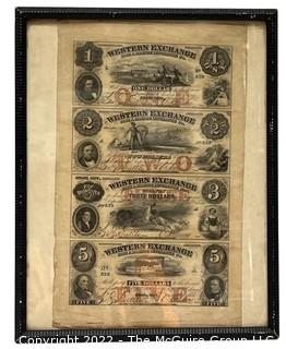 {$1 2 3 5}  1857 Western Exchange Fire & Marine Insurance Co. Omaha City, NE Uncut, Uncirculated Obsolete Currency Sheet. 