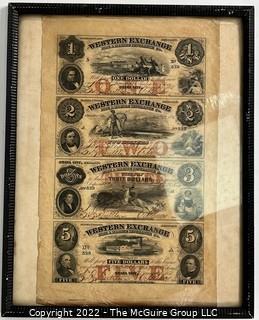 {$1 2 3 5}  1857 Western Exchange Fire & Marine Insurance Co. Omaha City, NE Uncut, Uncirculated Obsolete Currency Sheet. 