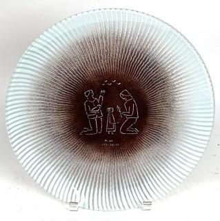 Mid Century Maurice Heaton Red  Fused Studio Plate Signed .  11" diameter. 