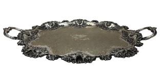 Ornate Victorian Engraved Silver Plate Serving Platter by Barbour Silver Co., BSCEP circa 1880