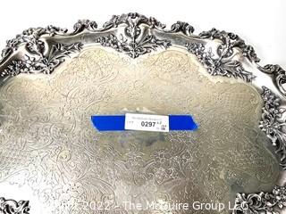 Ornate Victorian Engraved Silver Plate Serving Platter by Barbour Silver Co., BSCEP circa 1880