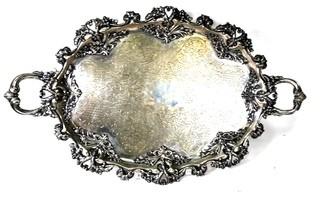 Ornate Victorian Engraved Silver Plate Serving Platter by Barbour Silver Co., BSCEP circa 1880