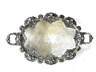 Ornate Victorian Engraved Silver Plate Serving Platter by Barbour Silver Co., BSCEP circa 1880