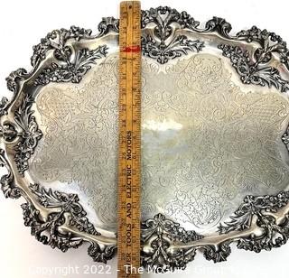 Ornate Victorian Engraved Silver Plate Serving Platter by Barbour Silver Co., BSCEP circa 1880