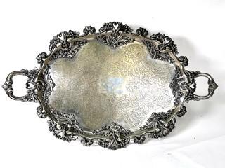 Ornate Victorian Engraved Silver Plate Serving Platter by Barbour Silver Co., BSCEP circa 1880