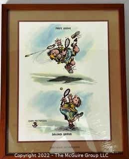 Framed Under Glass First Serve, Second Serve Tennis Print by Gary Patterson