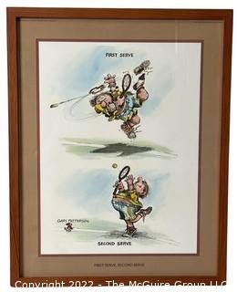 Framed Under Glass First Serve, Second Serve Tennis Print by Gary Patterson