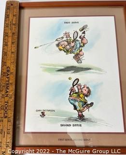 Framed Under Glass First Serve, Second Serve Tennis Print by Gary Patterson