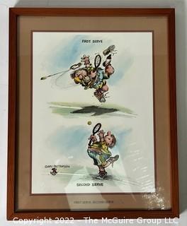 Framed Under Glass First Serve, Second Serve Tennis Print by Gary Patterson