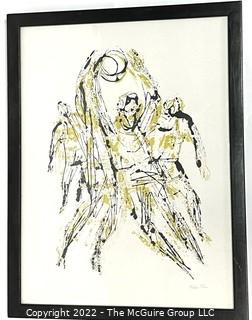 (Note: Description Changed 12-14 @ 10:24am) Framed Under Glass Print titled "Basketball" by Misch Kohn on Ingres d’Arches Paper from Proofs of the Artist’s Original Two Color Etching Designed for NBC Television.  Measures 17" X 22" (Was 332CJ)