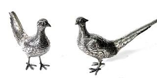 (Description changed 12-15 at 1:48pm ET) Two (2) Sterling Silver Standing Pheasant Figures.  Damage to Tail Feathers. 471 grams