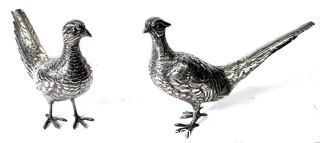 (Description changed 12-15 at 1:48pm ET) Two (2) Sterling Silver Standing Pheasant Figures.  Damage to Tail Feathers. 471 grams