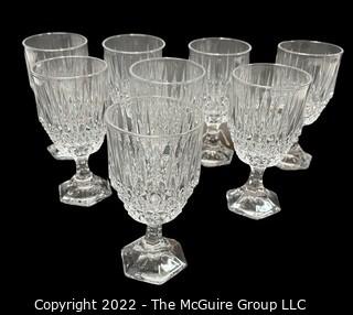 Set of 8 Clear Crystal Stemmed Goblets