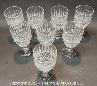 Set of 8 Clear Crystal Stemmed Goblets