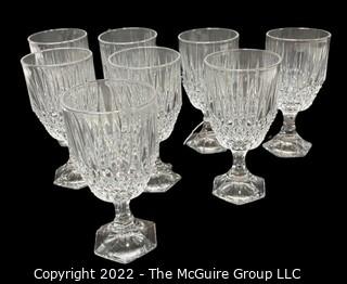 Set of 8 Clear Crystal Stemmed Goblets