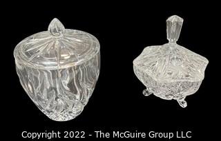 Two (2) Clear Crystal Lidded Candy Dishes