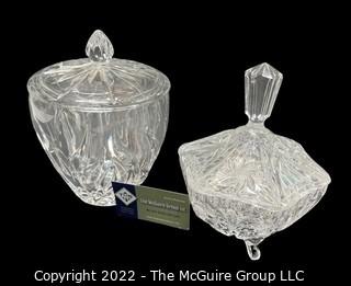 Two (2) Clear Crystal Lidded Candy Dishes