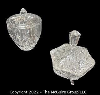 Two (2) Clear Crystal Lidded Candy Dishes