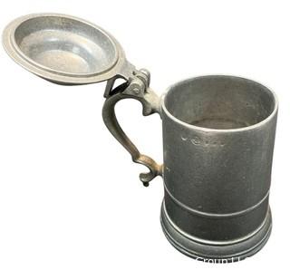 Pewter Stein with Hinged lid Marked USA with Hallmarks  