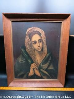 Framed print of young mournful woman 