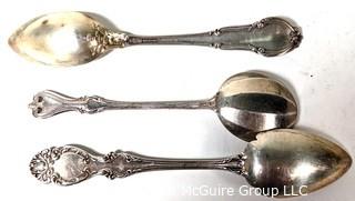 Twenty Five (25) Sterling Silver Spoons - Grapefruit and Bullion.  585 grams