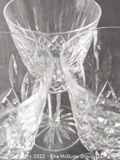 Ten (10) Waterford Cut Crystal Stemmed Wine Glasses. Two with Chips. 6" tall and 3" diameter