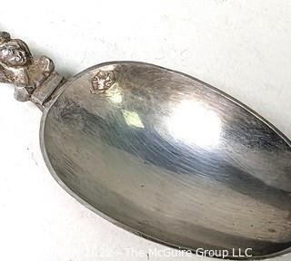 Pierced Sterling Silver Spoon with Netherlands Coat of Arms on Handle, Dated 1905.  29 grams. 