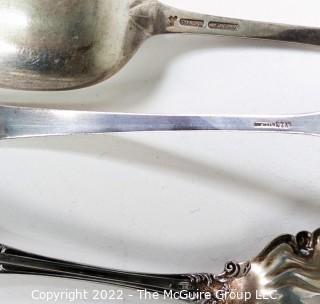 Five (5) Antique Sterling Silver Serving Spoons.  204 grams. 