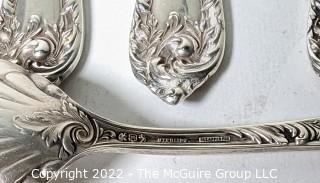 Set of Sterling Silver Flatware in Same Pattern with British Hallmarks.  1441 grams total weight excluding dinner knives. 