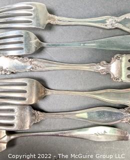 Group of Sterling Silver Forks Flatware by Various Makers. 1380 grams.