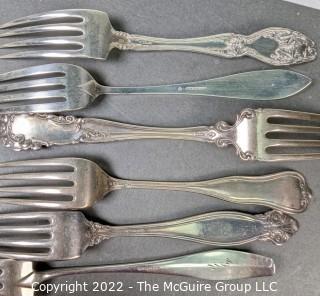 Group of Sterling Silver Forks Flatware by Various Makers. 1380 grams.