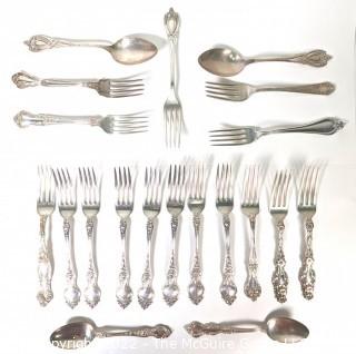 Twenty (20) Pieces of Sterling Silver Flatware, all with Hallmarks. Includes RW&S.  794 Grams. 