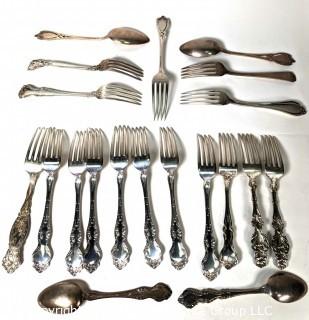 Twenty (20) Pieces of Sterling Silver Flatware, all with Hallmarks. Includes RW&S.  794 Grams. 