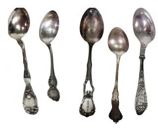 Group of Sterling Silver Teaspoons by Various Makers, All with Hallmarks.  551 grams.