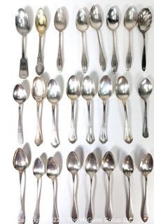 Group of Sterling Silver Teaspoons by Various Makers, All with Hallmarks.  551 grams.