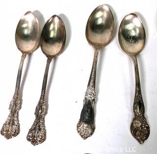 Twenty One (21) Sterling Silver Teaspoons Flatware by Various Makers, All with Hallmarks. 445 grams.