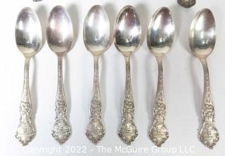 Sixteen (16) Sterling Silver Teaspoons in Various Designs, Some Novelty.  352 grams.