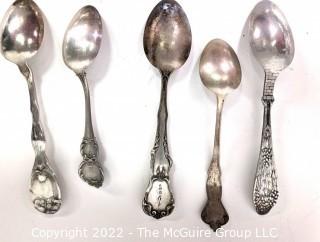 Sixteen (16) Sterling Silver Teaspoons in Various Designs, Some Novelty.  352 grams.