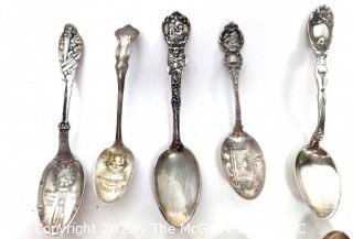 Sixteen (16) Sterling Silver Teaspoons in Various Designs, Some Novelty.  352 grams.