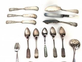 Group of Sterling Silver Spoons and Butter Knives. 480 grams.