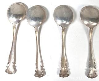 Group of Sterling Silver Spoons and Butter Knives. 480 grams.