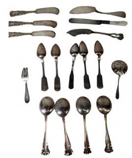 Group of Sterling Silver Spoons and Butter Knives. 480 grams.