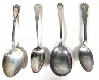 Four (4) Sterling Silver Serving Spoons in Various Patterns.  357 grams