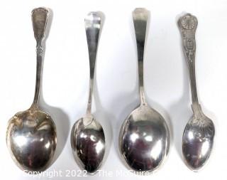 Four (4) Sterling Silver Serving Spoons in Various Patterns.  357 grams