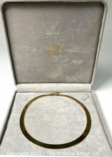 14kt Made in Italy, Yellow Gold Herringbone Chain Necklace in Gift Box. 41 grams.  