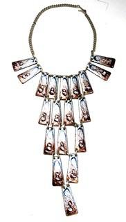 Artisan Made Copper and Enamel Bib Link Necklace