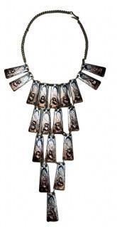 Artisan Made Copper and Enamel Bib Link Necklace