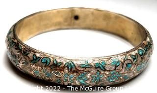 Sterling Silver Chinese Export Cloisonne Bangle Bracelet