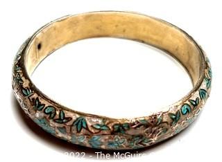 Sterling Silver Chinese Export Cloisonne Bangle Bracelet